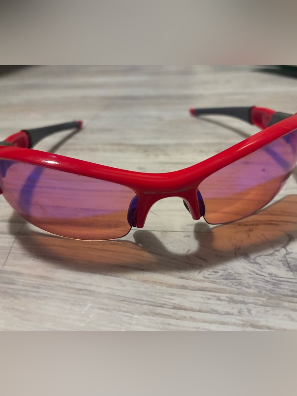 Oakley Red Sport Shield Sunglasses with Mirrored Lenses